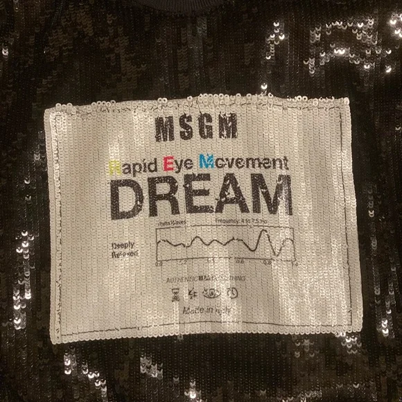 MSGM Milano Dream Rapid Eye Movement Dream Black Sequin Dress Size 40